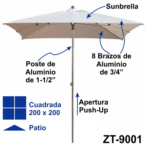 ZT-9001 Sombrilla Serena cuadrada chica